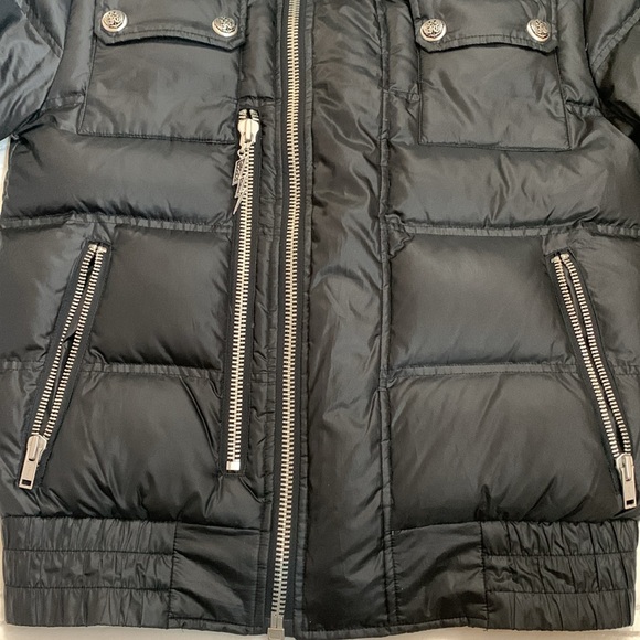 Faith Connexion Designer Down Feather Black Puffer Bomber Jacket - Picture 4 of 14